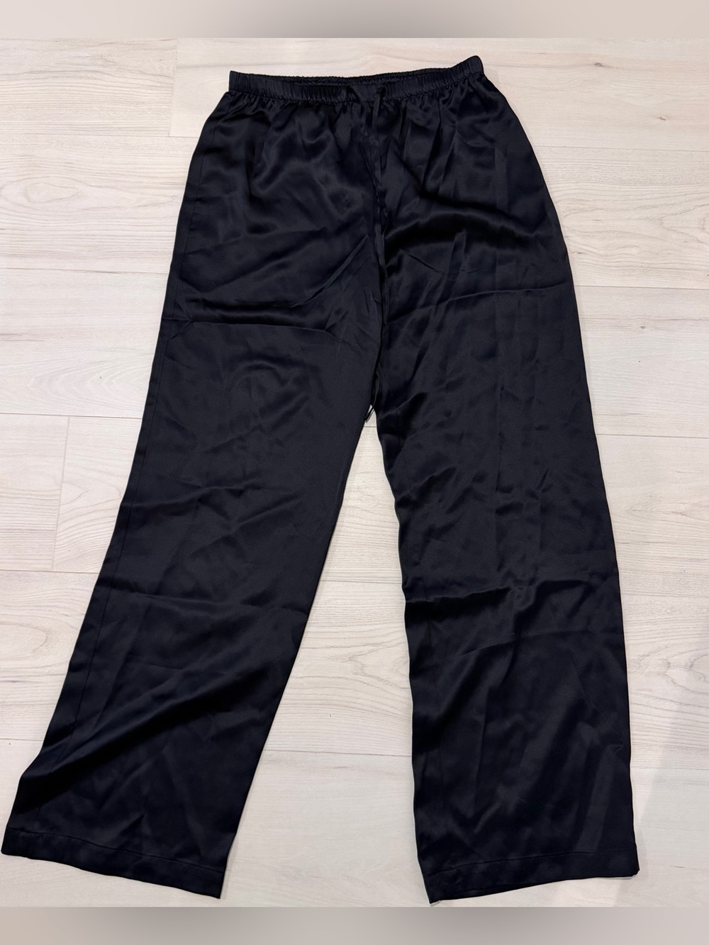 100% SILK Reformation Black Elastic-Waist Pants